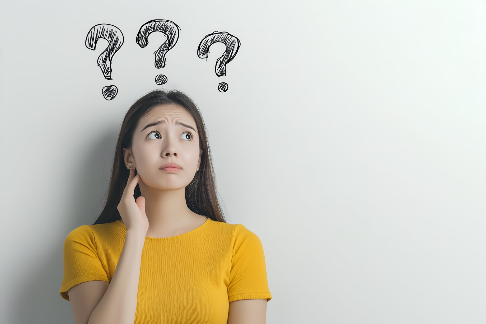 金属アレルギーの人でもセラミック治療は受けられるのか不安そうに考える女性
