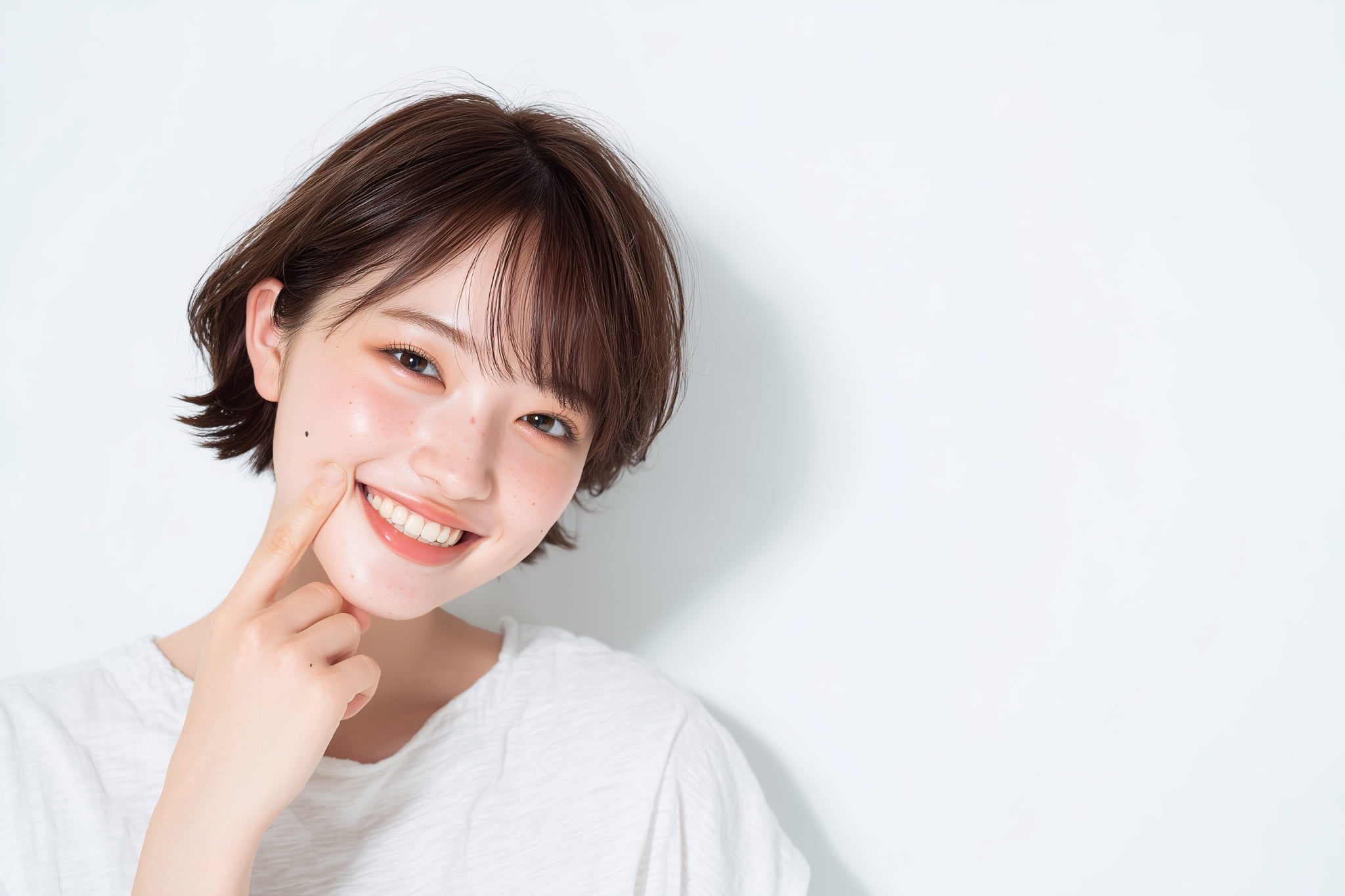 インプラントを使う笑顔の女性